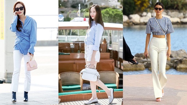 潔西卡、秀智、Krystal都「病號服」中毒！夏天必備藍色條紋襯衫