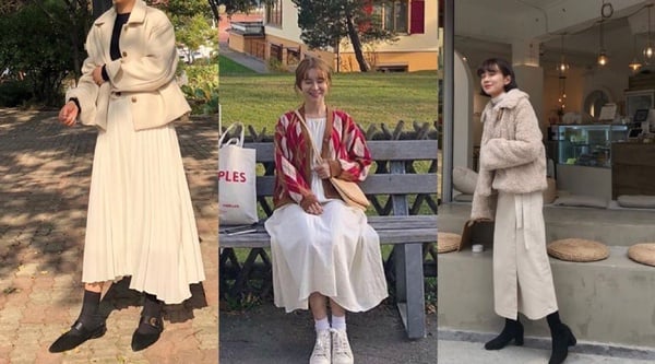 日常、上班、約會、旅遊！秋季韓國女孩們的白裙穿搭手冊！