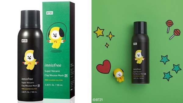 innisfree x 宇宙明星BT21「超級火山泥」聯名系列上市，禮盒還附贈超萌BT21髮帶！
