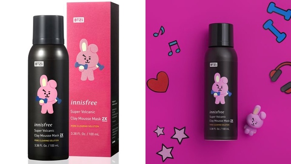 innisfree x 宇宙明星BT21「超級火山泥」聯名系列上市，禮盒還附贈超萌BT21髮帶！