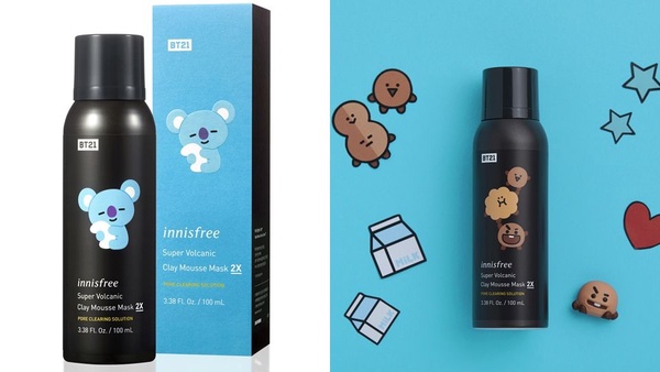 innisfree x 宇宙明星BT21「超級火山泥」聯名系列上市，禮盒還附贈超萌BT21髮帶！