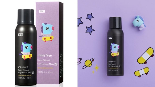 innisfree x 宇宙明星BT21「超級火山泥」聯名系列上市，禮盒還附贈超萌BT21髮帶！