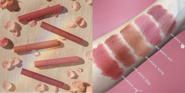「茶玫瑰色」3CE、I'M MEME、巴黎萊雅小鋼筆、ETUDE HOUSE 