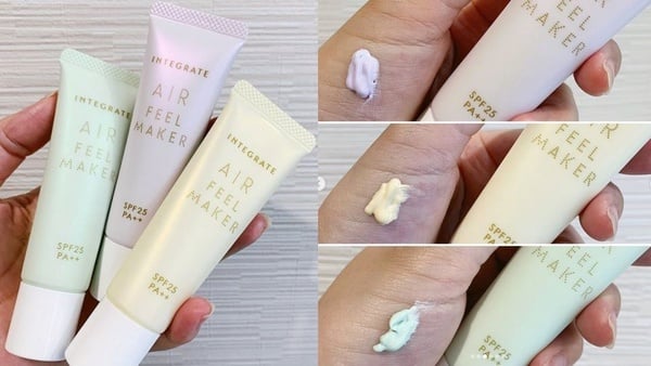 妝前乳推薦1：INTEGRATE 星綻光空氣飾底乳 光透檸檬黃／勻色薄荷綠 30g，NT280