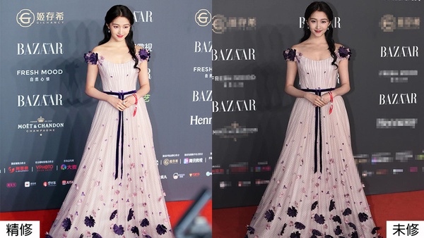 趙麗穎、劉詩詩同場比美!12女星紅毯造型精修vs未修,楊紫被嫌老氣,林允胖到讓人驚訝