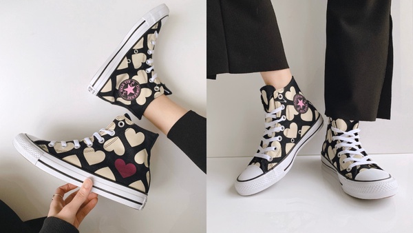 Converse full hearts「愛心情人節鞋款」，滿版愛心好甜!加碼爆紅「蝴蝶結懶人鞋」