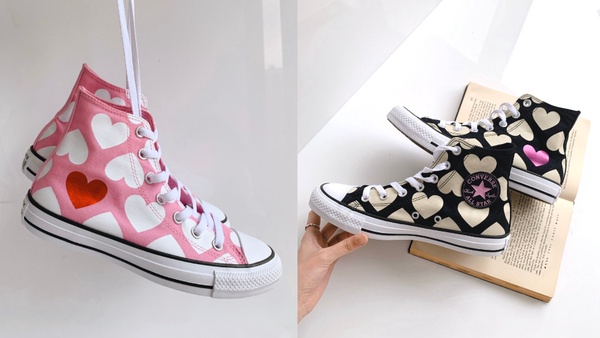 Converse full hearts「愛心情人節鞋款」，滿版愛心好甜!加碼爆紅「蝴蝶結懶人鞋」