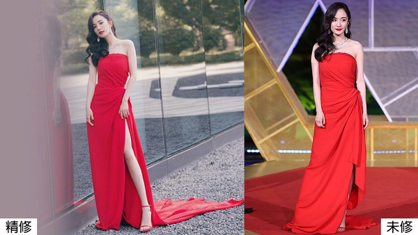 網議「誰才是真正的生圖殺手」！12女星紅毯造型精修vs未修，倪妮、劉詩詩勝過楊冪