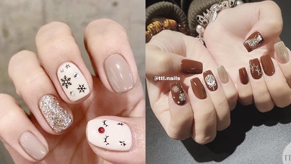 指尖上的聖誕節！7款「聖誕美甲」，復古格紋、浪滿雪花、焦糖系美甲暖心盤點～