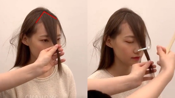 髮型師剪「瘦臉瀏海」教學！關鍵分線+拇指弧度，手殘黨也能居家剪髮、中分變空氣瀏海