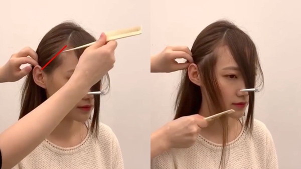 髮型師剪「瘦臉瀏海」教學！關鍵分線+拇指弧度，手殘黨也能居家剪髮、中分變空氣瀏海
