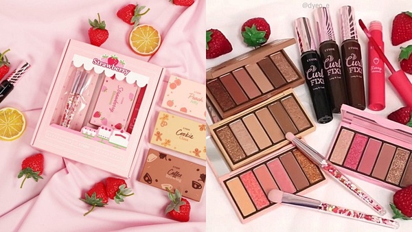 ETUDE HOUSE「草莓甜點」彩妝！超可愛草莓、蜜桃眼影盤，刷具裡還有一顆顆甜點碎片