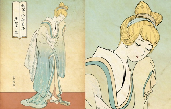 當迪士尼公主化身「浮世繪美人」，灰姑娘穿上木屐、仙杜瑞拉換上和服太夢幻！