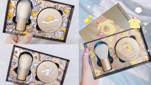 完美日記 x 三麗鷗聯名上市!「大耳狗、布丁狗、蛋黃哥」霧感蜜粉,連補妝都被萌暈!