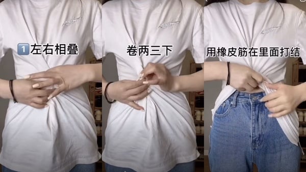小隻女必看！三大「T恤綁法」教學，自然顯瘦又腿長，打結後的T恤再也不單調～