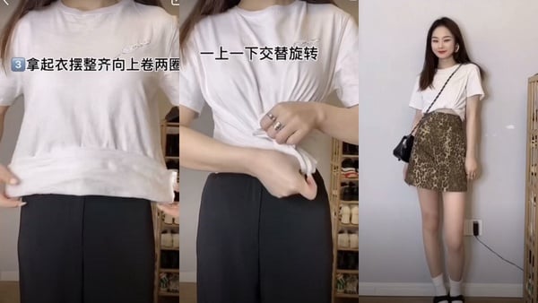 小隻女必看！三大「T恤綁法」教學，自然顯瘦又腿長，打結後的T恤再也不單調～