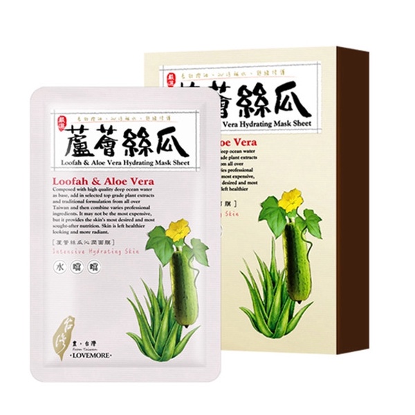 夏日清爽保濕面膜推薦4:豐台灣 蘆薈絲瓜沁潤蠶絲面膜 5片/盒,NT.299