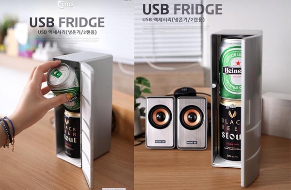 懶人必備！韓國推出「USB充電式小冰箱」，縮小版冰箱外型，讓你隨時隨地都能享用冷飲