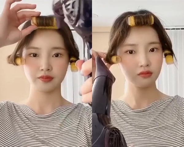 過渡期瀏海吹整STEP 3:吹風機加熱