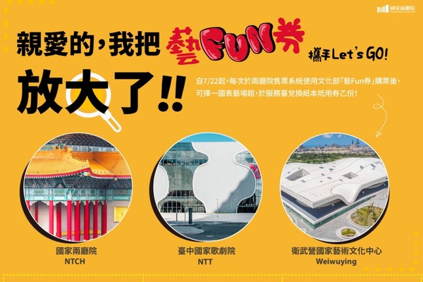 「藝FUN券2.0」來了！60萬份600元券八月底發行，只要符合3個資格就能申請！