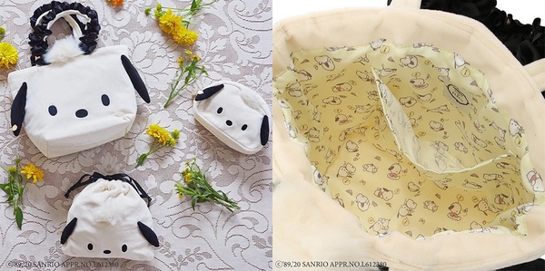 三麗鷗 X Maison de FLEUR「手提包/束口袋/化妝包」4,290日元/3,290日元/3,290日元(約NT$1,185/NT$910)