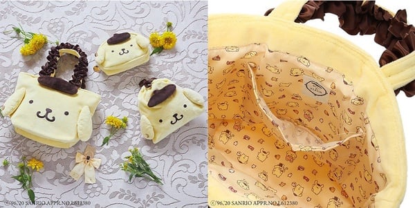 三麗鷗 X Maison de FLEUR「手提包/束口袋/化妝包」4,290日元/3,290日元/3,290日元(約NT$1,185/NT$910)
