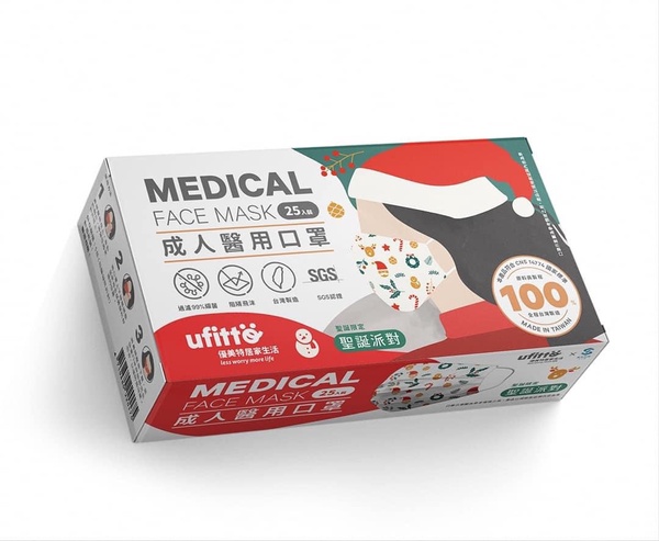 優美特推出「聖誕醫療口罩」，超萌聖誕老人、薑餅人口罩圖騰，聖誕節前夕應景上市！