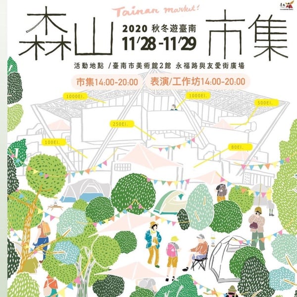 台南最美「森山市集」11/28登場！百間攤位齊聚台南美術館，還有特色藝文展演免費看！