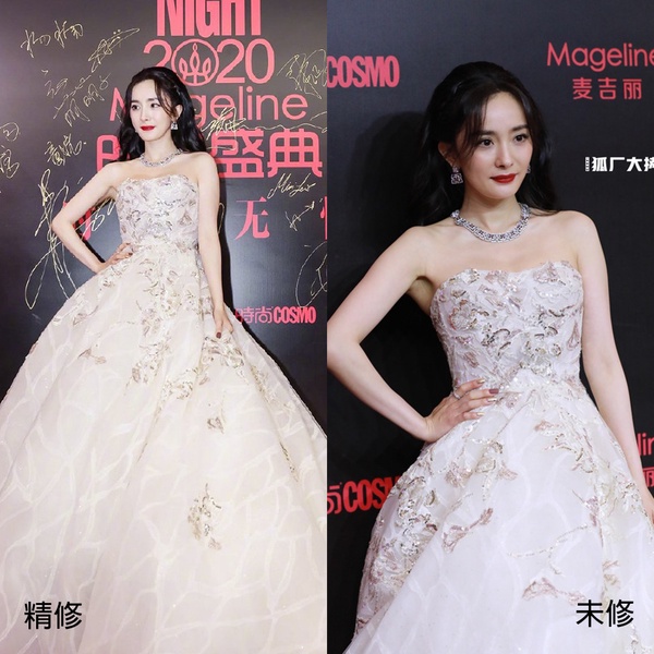 楊冪、劉詩詩、唐嫣同場紅毯PK！12女星紅毯造型精修vs未修，宋茜、關曉彤都被嫌胖