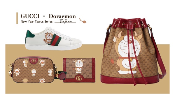 「Gucci x 哆啦A夢」新年系列登場！金牛哆啦A夢結合GG老花，全系列包款都太可愛
