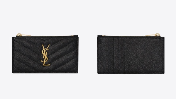 2021「精品卡夾錢包」推薦:YSL MONOGRAM FRAGMENTS粒面壓印皮革拉鍊卡包