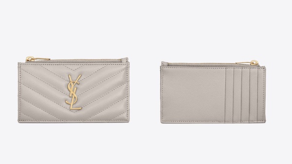 2021「精品卡夾錢包」推薦:YSL MONOGRAM FRAGMENTS粒面壓印皮革拉鍊卡包