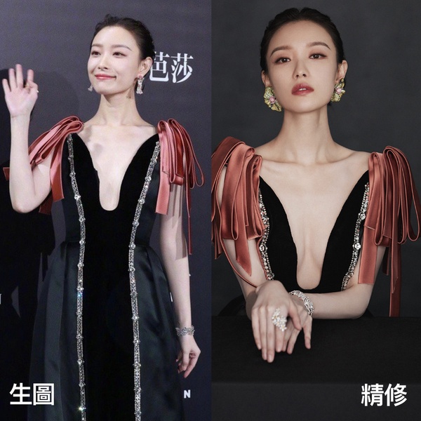楊紫＆李現再合體！10女星紅毯造型生圖vs精修，宋茜顯壯，倪妮沒差，奚夢瑤身材火辣