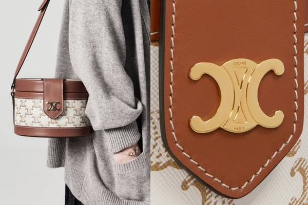 CELINE TRIOMPHE CANVAS WHITE 小牛皮圓盒包，NT.85,000