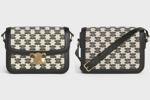 CELINE TRIOMPHE CANVAS WHITE 小牛皮圓盒包，NT.85,000