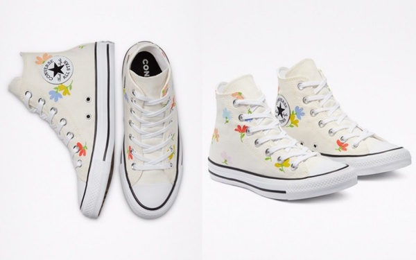 2021春夏Converse「刺繡花卉系列」：立體刺繡山茶花朵仙女鞋，售價NT.2,980