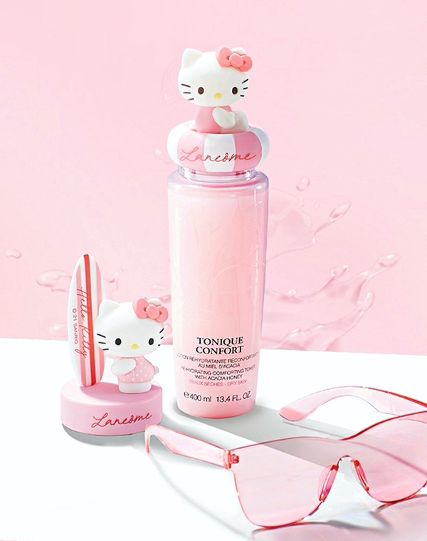 蘭蔻超可愛Hello Kitty化妝水登場！限定Kitty瓶蓋可愛到犯規，兩款泳裝Kitty簡直必收