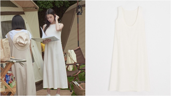 韓國女星太妍身著Sandro 2021春夏系列，Sandro_綠色印花洋裝 NT13,680 圖片來源_Instagram @taeyeon_ss