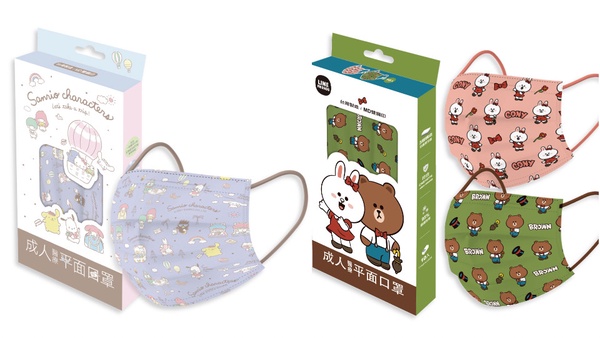 台歐最新LINE FRIENDS、三麗鷗設計款口罩開賣!