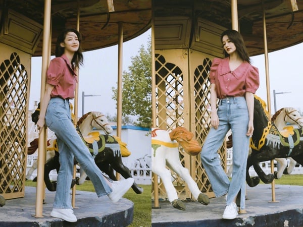 牛仔褲私服穿搭8：李沁
