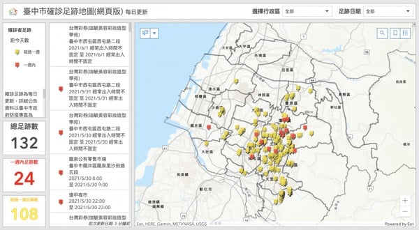 雙北、台中「疫情分佈地圖」一次看！新北「災訊E點通」、台中「確診足跡地圖」皆上線