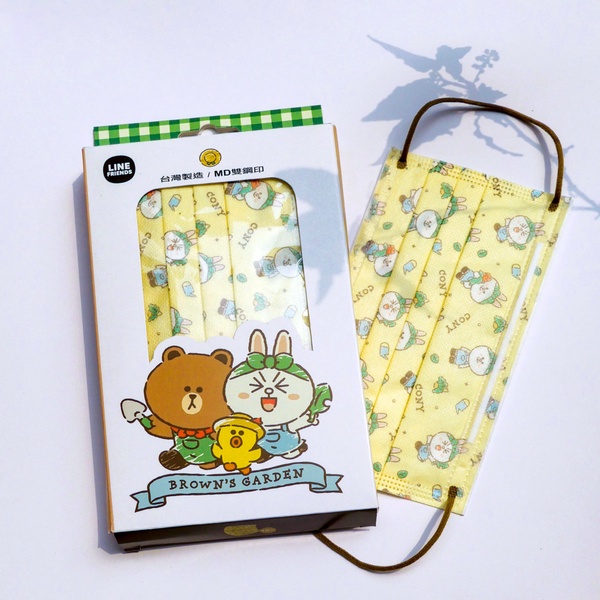 LINE FRIENDS全新田園樂口罩！熊大、兔兔、莎莉一起種菜，粉嫩手繪風口罩「這天」開賣