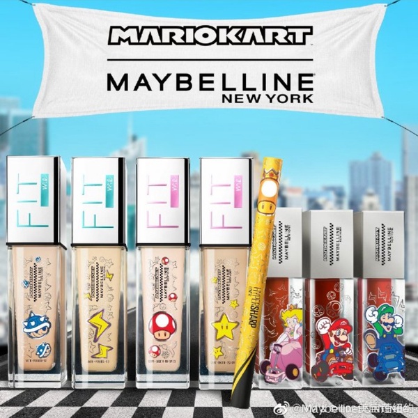 「MAYBELLINE x 瑪利歐聯名彩妝」巨可愛！小金蓋、FITme粉底換上新包裝，遊戲控快收藏