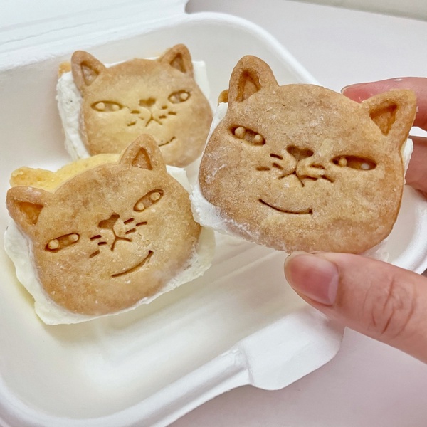 貓奴們搶吃！超萌「跩臉貓冰淇淋夾心餅乾」開賣，貓貓餅乾＋香濃香草冰淇淋限定開賣！