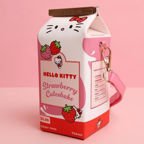 Hello Kitty粉必收！「草莓牛奶Kitty刷具組」粉嫩來襲，蜜粉刷、牛奶盒化妝包都萌爆