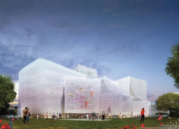 台中新景點！「台中綠美圖」夢幻純白建築+玻璃外牆，全台首座美術館&圖書館共構建築