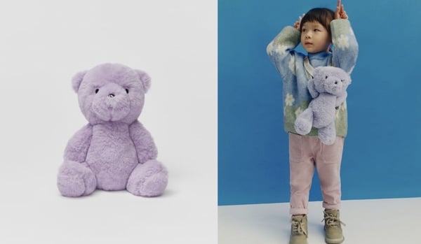Zara2021冬季新品毛絨包：夢幻紫泰迪熊斜背包，NT.990