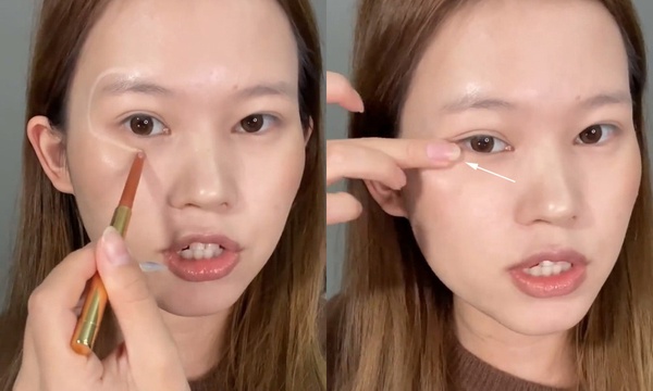 菱形臉修容步驟1:找到修容範圍