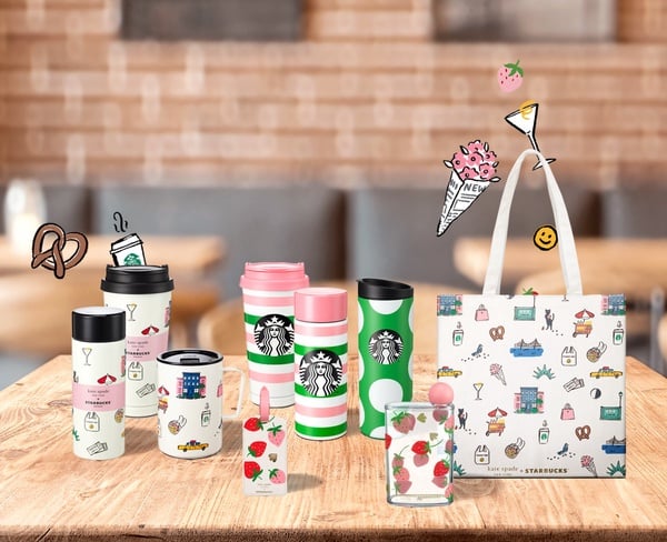 星巴克聯名傘快收！星巴克ＸKate Spade聯名開賣，綠點透明傘、草莓水壺、紐約杯太可愛