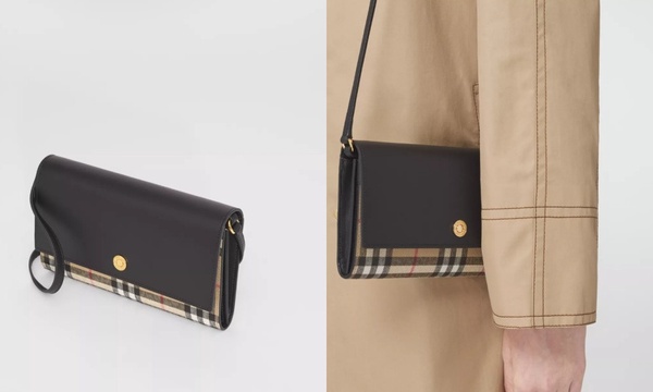 WOC鍊帶包款推薦：Burberry 格紋拚皮格錢袋，NT30,500